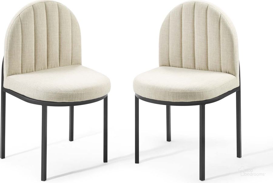 The appearance of Isla Dining Side Chair Upholstered Fabric Set of 2 EEI-4504-BLK-BEI designed by Modway in the modern / contemporary interior design. This white piece of furniture  was selected by 1StopBedrooms from Isla Collection to add a touch of cosiness and style into your home. Sku: EEI-4504-BLK-BEI. Material: Wood. Product Type: Side Chair. Image1