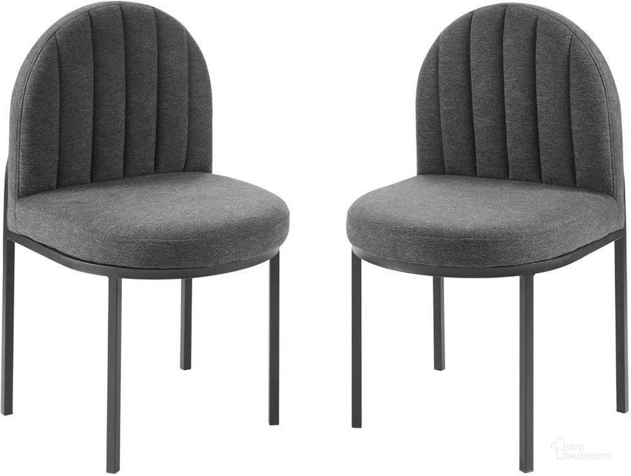 The appearance of Isla Dining Side Chair Upholstered Fabric Set of 2 EEI-4504-BLK-CHA designed by Modway in the modern / contemporary interior design. This black charcoal piece of furniture  was selected by 1StopBedrooms from Isla Collection to add a touch of cosiness and style into your home. Sku: EEI-4504-BLK-CHA. Material: Wood. Product Type: Side Chair. Image1