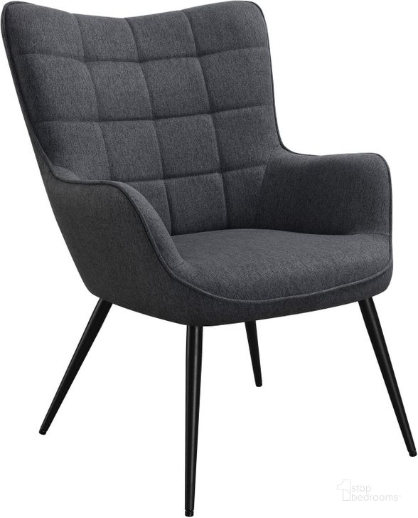 The appearance of Isla Upholstered Flared Arms Accent Chair with Grid Tufted In Grey designed by Coaster in the modern / contemporary interior design. This grey piece of furniture  was selected by 1StopBedrooms from Isla Collection to add a touch of cosiness and style into your home. Sku: 909466. Material: Upholstered. Product Type: Accent Chair. Image1