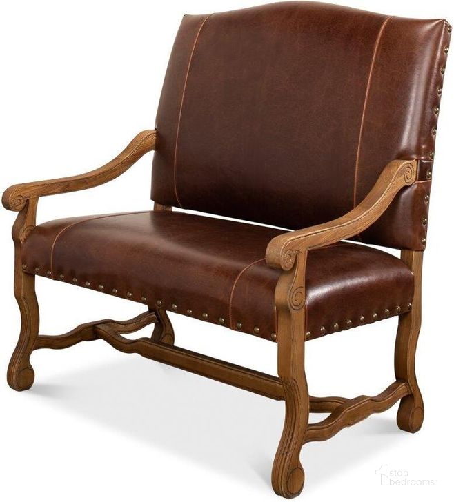 The appearance of Italian Brown Leather Settee designed by Sarreid in the traditional interior design. This brown piece of furniture  was selected by 1StopBedrooms from Italian Collection to add a touch of cosiness and style into your home. Sku: 28671. Product Type: Settee. Image1