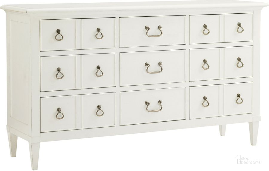 The appearance of Ivory Key Grotto Isle Dresser designed by Tommy Bahama in the transitional interior design. This white piece of furniture  was selected by 1StopBedrooms from Ivory Key Collection to add a touch of cosiness and style into your home. Sku: 01-0543-234. Material: Glass. Product Type: Dresser. Image1