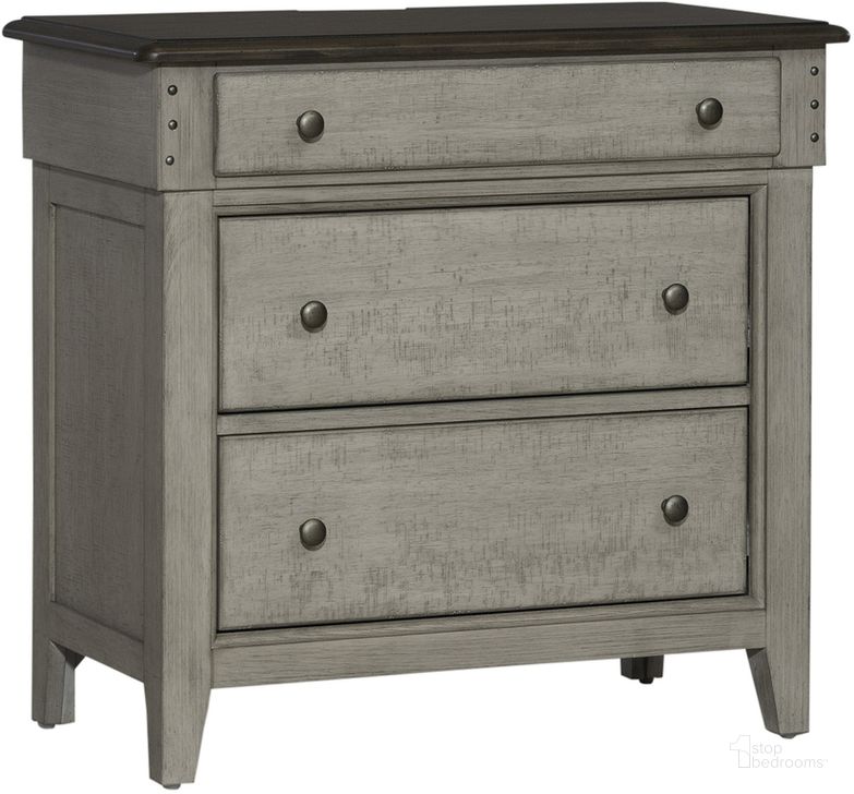 The appearance of Ivy Hollow 3 Drawer Bedside Chest With Charging Station designed by Liberty in the country / farmhouse interior design. This linen piece of furniture  was selected by 1StopBedrooms from Ivy Hollow Collection to add a touch of cosiness and style into your home. Sku: 457-BR62. Product Type: Chest. Material: Wood Veneer. Image1