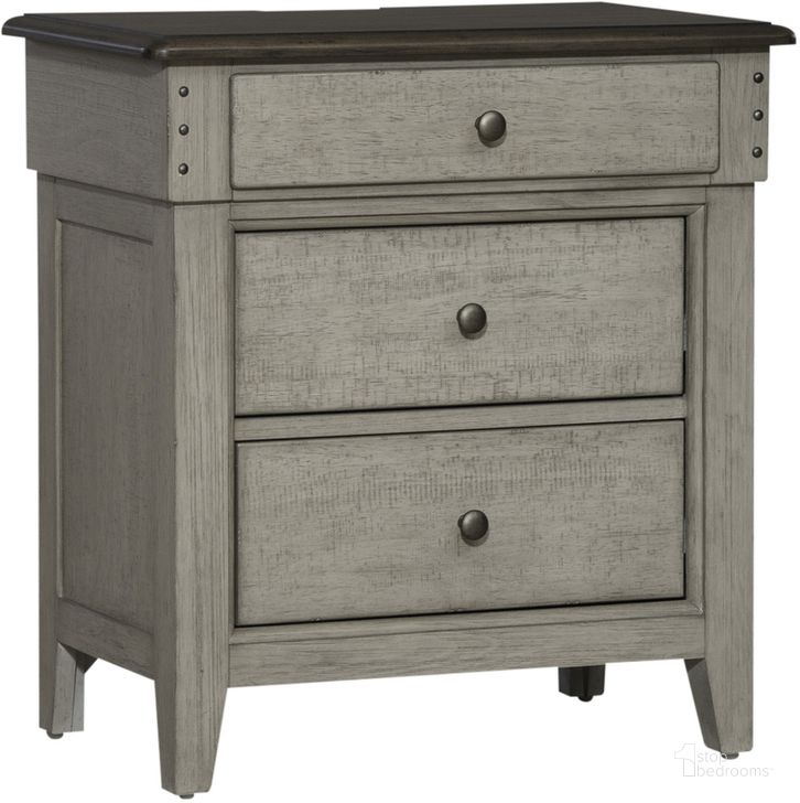 The appearance of Ivy Hollow 3 Drawer Night Stand With Charging Station designed by Liberty in the country / farmhouse interior design. This linen piece of furniture  was selected by 1StopBedrooms from Ivy Hollow Collection to add a touch of cosiness and style into your home. Sku: 457-BR61. Product Type: Nightstand. Material: Wood Veneer. Image1