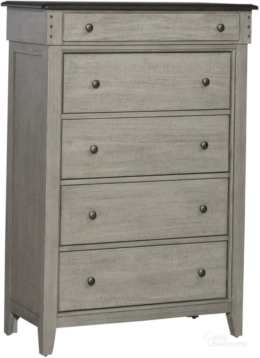 The appearance of Ivy Hollow 5 Drawer Chest designed by Liberty in the country / farmhouse interior design. This linen piece of furniture  was selected by 1StopBedrooms from Ivy Hollow Collection to add a touch of cosiness and style into your home. Sku: 457-BR41. Product Type: Chest. Material: Wood Veneer. Image1