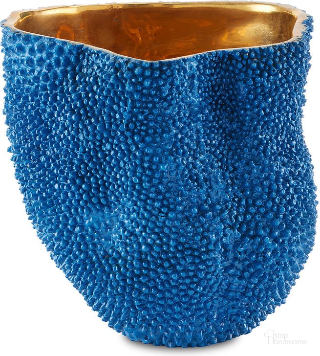The appearance of Jackfruit Medium Cobalt Blue Vase designed by Currey & Company in the modern / contemporary interior design. This blue piece of furniture  was selected by 1StopBedrooms from Jackfruit Collection to add a touch of cosiness and style into your home. Sku: 1200-0545. Material: Metal. Product Type: Vase. Image1