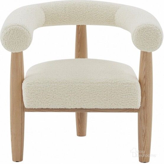 The appearance of Jackie Curved Back Accent Chair In Ivory And Natural designed by Safavieh Couture in the modern / contemporary interior design. This ivory and natural piece of furniture  was selected by 1StopBedrooms from Jackie Collection to add a touch of cosiness and style into your home. Sku: SFV5038A. Material: Wood. Product Type: Accent Chair. Image1