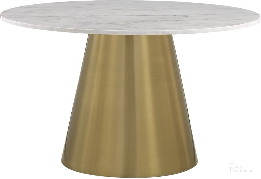 The appearance of Jacobsen White Marble Round Pedestal Base Dining Table designed by Best Master Furniture in the modern / contemporary interior design. This white piece of furniture  was selected by 1StopBedrooms from Jacobsen Collection to add a touch of cosiness and style into your home. Sku: J024T. Table Base Style: Pedestal. Table Top Shape: Round. Material: Marble. Product Type: Dining Table. Size: 50". Image1