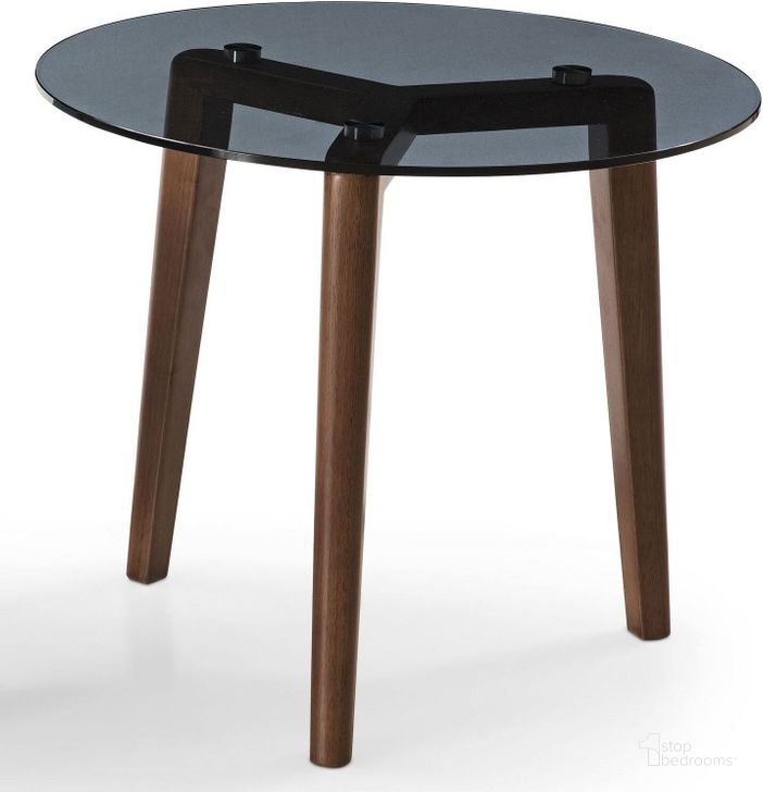 The appearance of Jade Smoked Glass Top End Table designed by Bellini Modern Living in the modern / contemporary interior design. This black and brown piece of furniture  was selected by 1StopBedrooms from Jade Collection to add a touch of cosiness and style into your home. Sku: Jade ET. Product Type: End Table. Image1