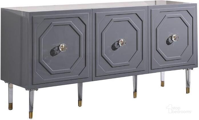 The appearance of Jadran 65 Inch Modern Wood Sideboard With Gold Accents In Gray designed by Best Master Furniture in the modern / contemporary interior design. This gray piece of furniture  was selected by 1StopBedrooms from Jadran Collection to add a touch of cosiness and style into your home. Sku: T1948GS. Material: Wood. Product Type: Sideboard. Image1