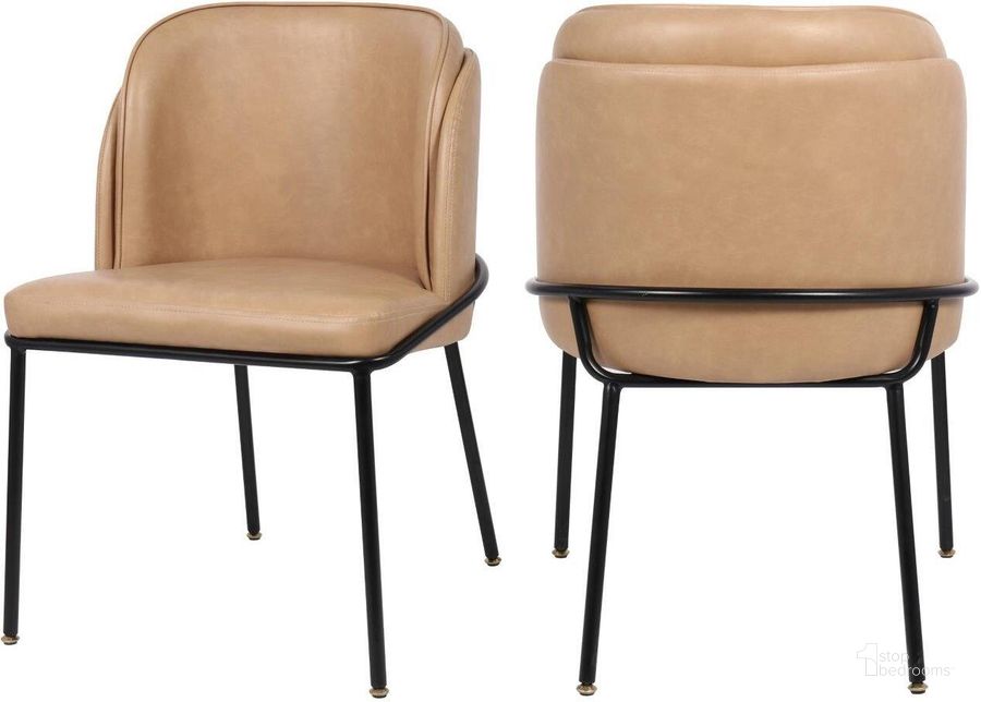 The appearance of Jagger Tan Faux Leather Dining Chair Set Of 2 designed by Meridian in the modern / contemporary interior design. This tan piece of furniture  was selected by 1StopBedrooms from Jagger Collection to add a touch of cosiness and style into your home. Sku: 883Tan-C. Material: Metal. Product Type: Dining Chair. Image1