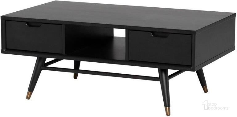 The appearance of Jake Coffee Table In Black designed by Nuevo in the modern / contemporary interior design. This black piece of furniture  was selected by 1StopBedrooms from Jake Collection to add a touch of cosiness and style into your home. Sku: HGST150. Material: Wood. Product Type: Coffee Table. Image1