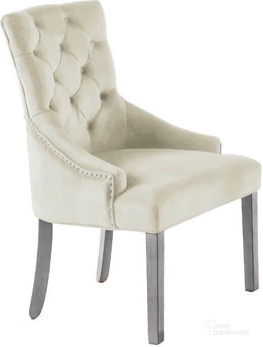 The appearance of Jameson Velvet Upholstered Dining Chair Set of 2 In Beige designed by Best Master Furniture in the modern / contemporary interior design. This beige piece of furniture  was selected by 1StopBedrooms from Jameson Collection to add a touch of cosiness and style into your home. Sku: T1803VBE. Product Type: Dining Chair. Material: Velvet. Image1