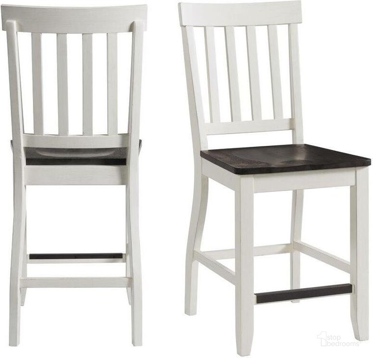 The appearance of Jamison Gray And White Counter Height Side Chair Set Of 2 designed by Picket House in the country / farmhouse interior design. This white and gray piece of furniture  was selected by 1StopBedrooms from Jamison Collection to add a touch of cosiness and style into your home. Sku: DKY350CSC. Product Type: Side Chair. Material: Rubberwood. Image1