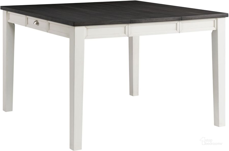 The appearance of Jamison Gray And White Storage Extendable Counter Height Dining Table designed by Picket House in the country / farmhouse interior design. This white and gray piece of furniture  was selected by 1StopBedrooms from Jamison Collection to add a touch of cosiness and style into your home. Sku: DKY350CT. Table Base Style: Legs. Table Top Shape: Square. Product Type: Dining Table. Material: Rubberwood. Size: 52". Image1