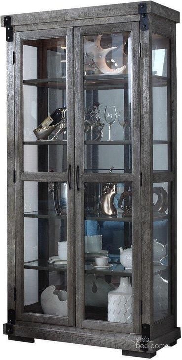 The appearance of Jane Curio With Glass Shelves In Rustic Dark Gray designed by Best Master Furniture in the transitional interior design. This dark gray piece of furniture  was selected by 1StopBedrooms from  to add a touch of cosiness and style into your home. Sku: JL40. Material: Glass. Product Type: Curio. Image1
