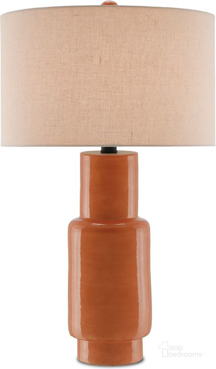 The appearance of Janeen Orange Table Lamp designed by Currey & Company in the modern / contemporary interior design. This orange piece of furniture  was selected by 1StopBedrooms from Janeen Collection to add a touch of cosiness and style into your home. Sku: 6000-0192. Product Type: Table Lamp. Material: Iron. Image1