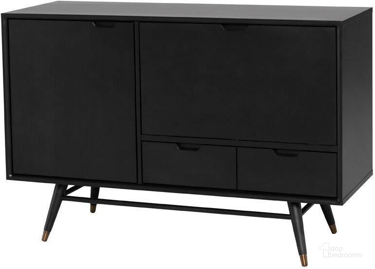 The appearance of Janek Media Unit Cabinet In Black designed by Nuevo in the modern / contemporary interior design. This black piece of furniture  was selected by 1StopBedrooms from Janek Collection to add a touch of cosiness and style into your home. Sku: HGST149. Material: Wood. Product Type: Media Unit. Image1