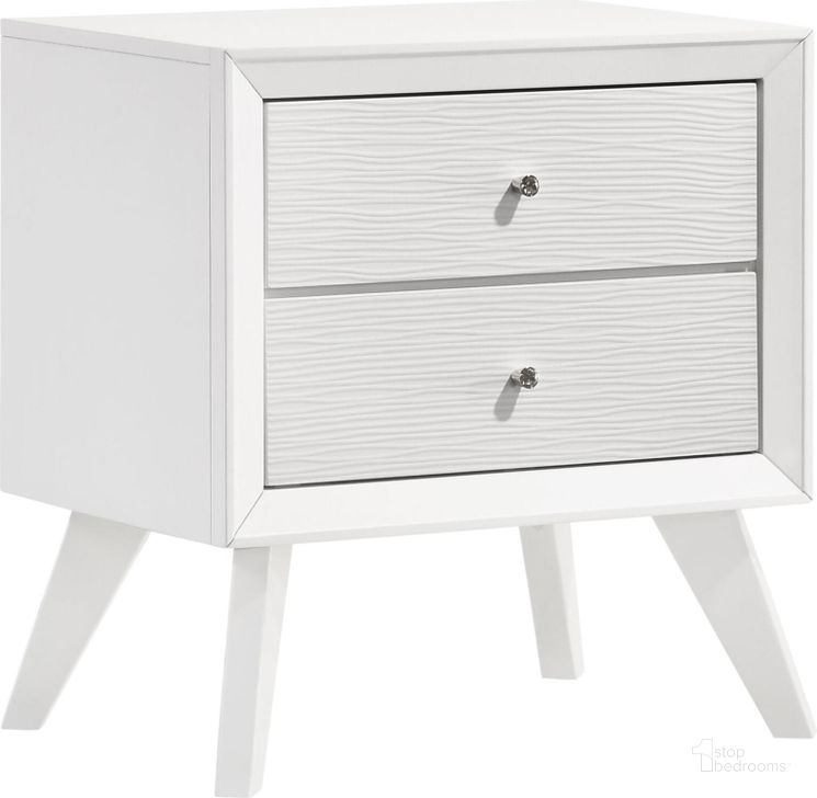 The appearance of Janelle 2-Drawer Nightstand In White designed by Coaster in the modern / contemporary interior design. This white piece of furniture  was selected by 1StopBedrooms from Janelle Collection to add a touch of cosiness and style into your home. Sku: 223652. Material: Wood. Product Type: Nightstand. Image1
