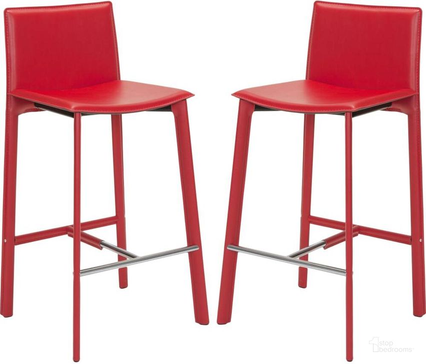 The appearance of Janet Red Bar Stool designed by Safavieh in the modern / contemporary interior design. This red piece of furniture  was selected by 1StopBedrooms from Janet Collection to add a touch of cosiness and style into your home. Sku: FOX2004R-SET2. Product Type: Barstool. Material: Iron. Image1