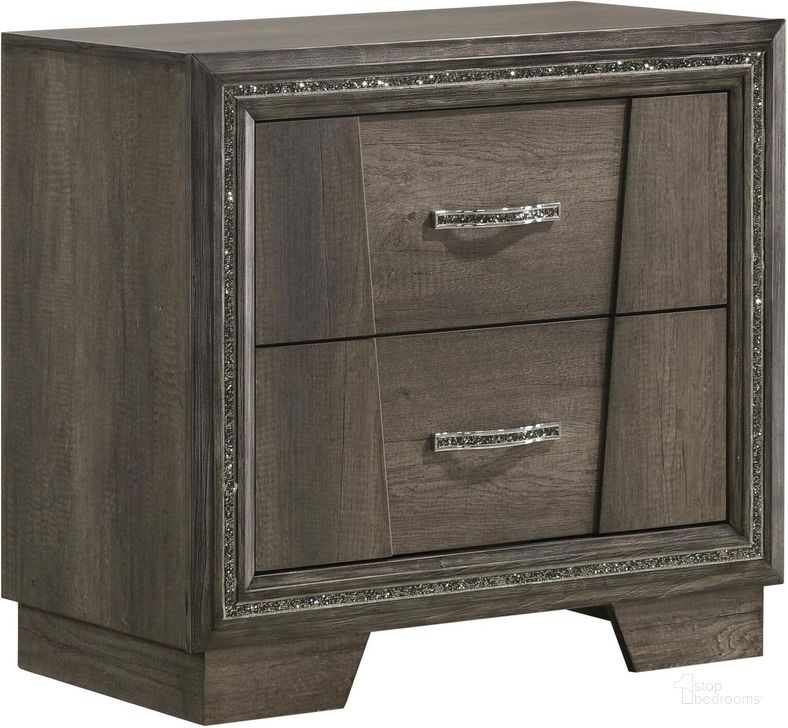 The appearance of Janine 2-Drawer Nightstand In Grey designed by Coaster in the transitional interior design. This grey piece of furniture  was selected by 1StopBedrooms from Janine Collection to add a touch of cosiness and style into your home. Sku: 223552. Material: Wood. Product Type: Nightstand. Image1