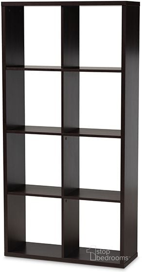 The appearance of Janne Modern And Contemporary Dark Brown Finished 8-Cube Multipurpose Storage Shelf designed by Baxton Studio in the modern / contemporary interior design. This dark brown piece of furniture  was selected by 1StopBedrooms from Janne Collection to add a touch of cosiness and style into your home. Sku: SHF-BS-4X2-Wenge. Material: Wood. Product Type: Shelf. Image1