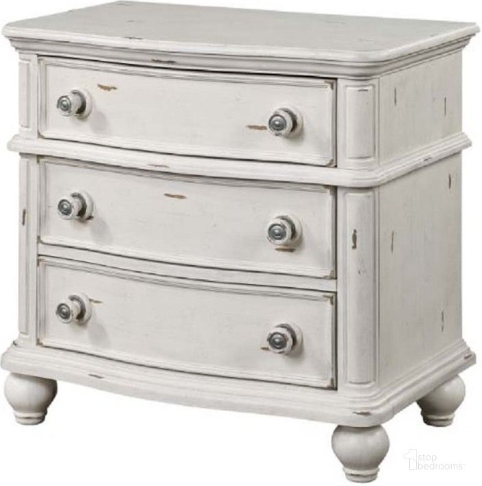 The appearance of Jaqueline Nightstand In Antique White designed by ACME in the rustic / southwestern interior design. This antique white piece of furniture  was selected by 1StopBedrooms from Jaqueline Collection to add a touch of cosiness and style into your home. Sku: BD01434. Product Type: Nightstand. Image1