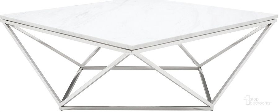 The appearance of Jasmine White Stone Coffee Table HGTB174 designed by Nuevo in the modern / contemporary interior design. This white piece of furniture  was selected by 1StopBedrooms from Jasmine Collection to add a touch of cosiness and style into your home. Sku: HGTB174. Product Type: Coffee Table. Material: Stone. Image1