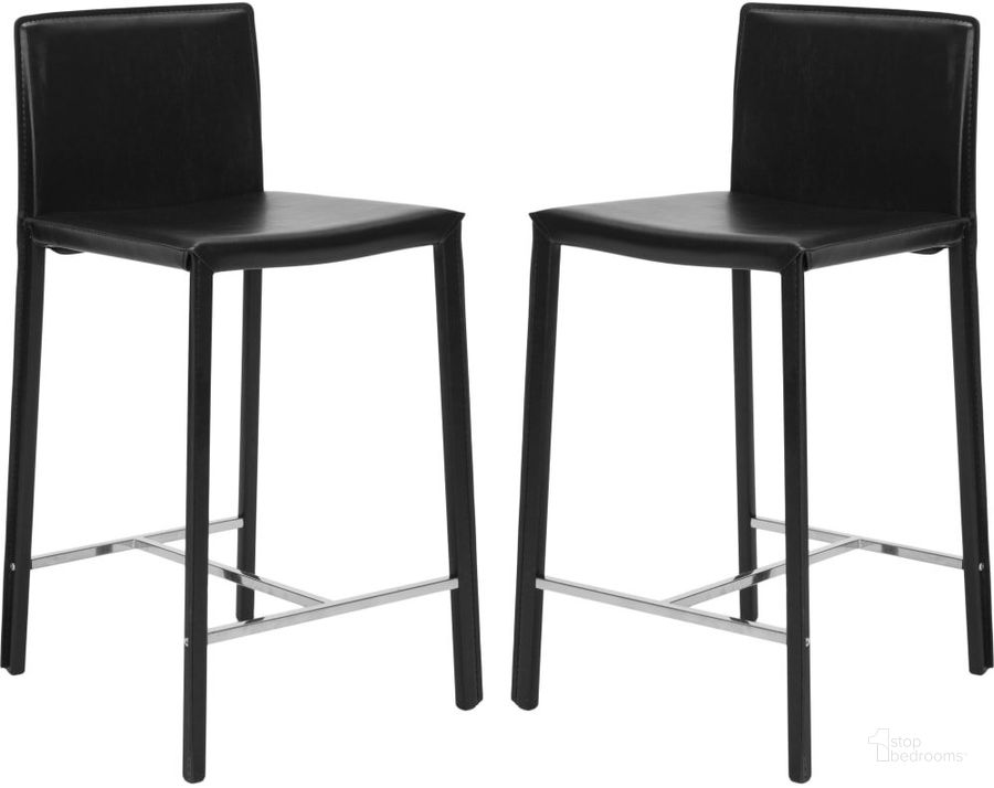 The appearance of Jason Black and Chrome 24 Inch Counter Stool designed by Safavieh in the modern / contemporary interior design. This black piece of furniture  was selected by 1StopBedrooms from Jason Collection to add a touch of cosiness and style into your home. Sku: FOX2003B-SET2. Product Type: Barstool. Material: Iron. Image1