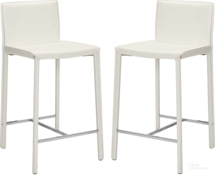 The appearance of Jason White and Chrome 24 Inch Counter Stool designed by Safavieh in the modern / contemporary interior design. This white piece of furniture  was selected by 1StopBedrooms from Jason Collection to add a touch of cosiness and style into your home. Sku: FOX2003A-SET2. Product Type: Barstool. Material: Iron. Image1