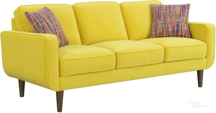 The appearance of Jax 80.5 Inch Sofa In Sunshine designed by Emerald Home Furnishings in the modern / contemporary interior design. This sunshine piece of furniture  was selected by 1StopBedrooms from Jax Collection to add a touch of cosiness and style into your home. Sku: U3906-00-01A. Material: Polyester. Product Type: Sofa. Image1