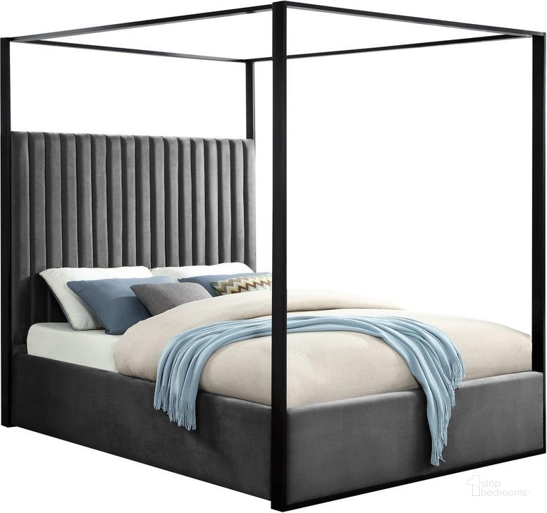 The appearance of Jax Grey Velvet King Bed designed by Meridian in the modern / contemporary interior design. This grey velvet piece of furniture  was selected by 1StopBedrooms from Jax Collection to add a touch of cosiness and style into your home. Sku: JaxGrey-K-1;JaxGrey-K-2. Bed Type: Platform Bed. Product Type: Platform Bed. Bed Size: King. Material: Velvet. Image1