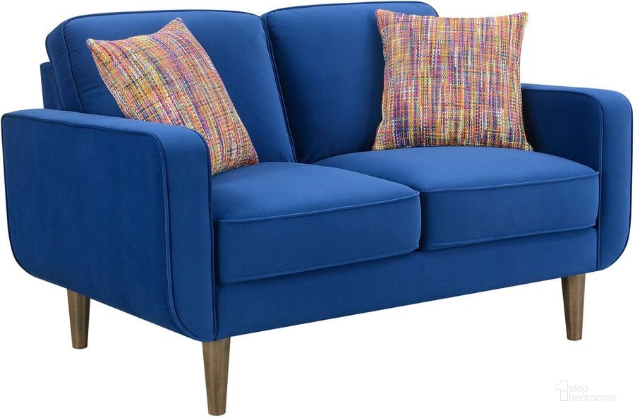 The appearance of Jax Loveseat In Royal Blue designed by Emerald Home Furnishings in the modern / contemporary interior design. This royal blue piece of furniture  was selected by 1StopBedrooms from Jax Collection to add a touch of cosiness and style into your home. Sku: U3906-01-04. Material: Wood. Product Type: Loveseat. Image1
