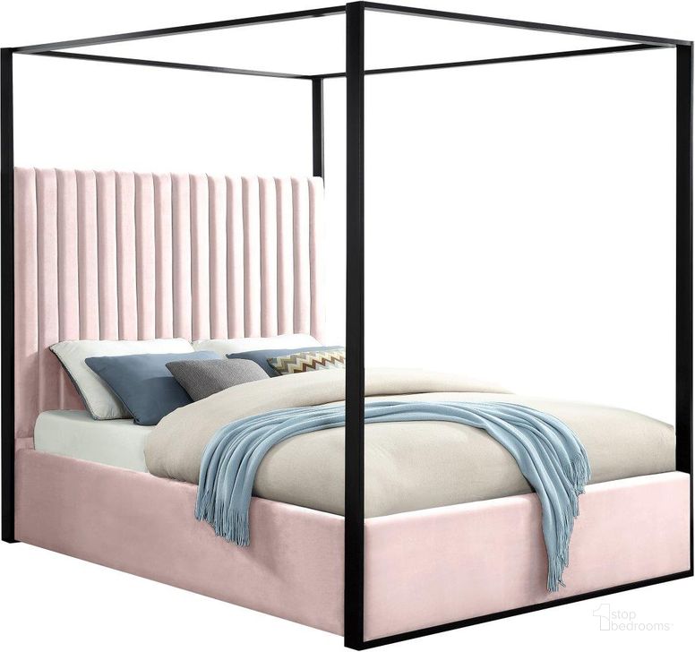 The appearance of Jax Pink Velvet King Bed designed by Meridian in the modern / contemporary interior design. This pink velvet piece of furniture  was selected by 1StopBedrooms from Jax Collection to add a touch of cosiness and style into your home. Sku: JaxPink-K-1;JaxPink-K-2. Bed Type: Platform Bed. Product Type: Platform Bed. Bed Size: King. Material: Velvet. Image1