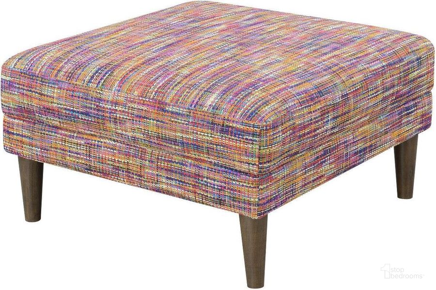 The appearance of Jax Square Ottoman In Mardi Gras designed by Emerald Home Furnishings in the modern / contemporary interior design. This purple piece of furniture  was selected by 1StopBedrooms from Jax Collection to add a touch of cosiness and style into your home. Sku: U3906-22-02A. Material: Polyester. Product Type: Ottoman. Image1