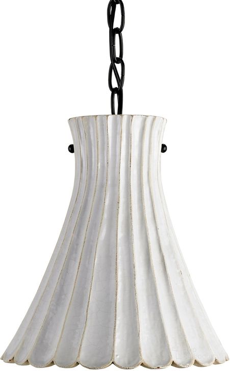 The appearance of Jazz White Pendant designed by Currey & Company in the modern / contemporary interior design. This white piece of furniture  was selected by 1StopBedrooms from  to add a touch of cosiness and style into your home. Sku: 9901. Product Type: Pendant Lighting. Material: Iron.