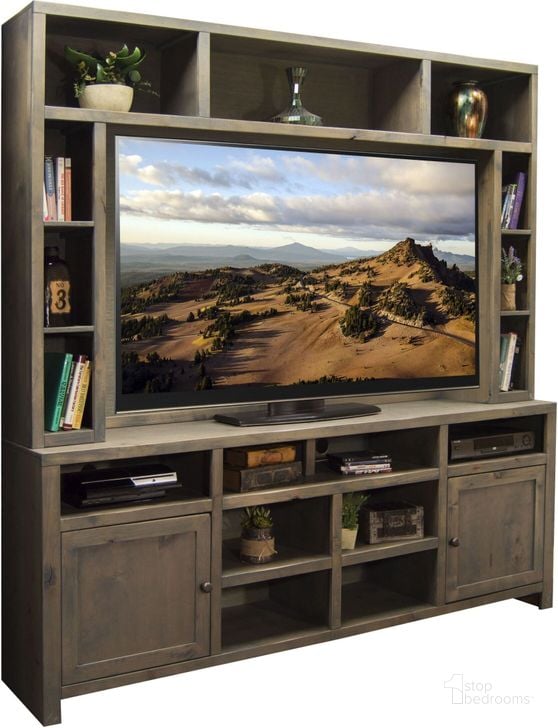 The appearance of Joshua Creek Barnwood Entertainment Center designed by Legends Furniture in the transitional interior design. This gray piece of furniture  was selected by 1StopBedrooms from Joshua Creek Collection to add a touch of cosiness and style into your home. Sku: JC1284.BNW;JC1984.BNW. Product Type: Entertainment Centers and Wall.