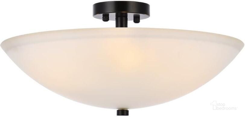 The appearance of Jeanne 3 Lights Black And White Glass Flush Mount designed by Elegant Lighting in the transitional interior design. This black and white piece of furniture  was selected by 1StopBedrooms from Jeanne Collection to add a touch of cosiness and style into your home. Sku: LD2349BK. Product Type: Flush Mount. Material: Iron. Image1