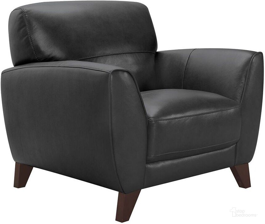 The appearance of Jedd Black Leather Chair designed by Armen Living in the modern / contemporary interior design. This black piece of furniture  was selected by 1StopBedrooms from Jedd Collection to add a touch of cosiness and style into your home. Sku: LCJD1BL. Material: Wood. Product Type: Living Room Chair. Image1