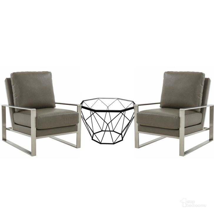 The appearance of Jefferson Arm Chair With Octagon Coffee Table In Grey designed by LeisureMod in the modern / contemporary interior design. This grey piece of furniture  was selected by 1StopBedrooms from Jefferson Collection to add a touch of cosiness and style into your home. Sku: JAS29MD23GR2-L. Product Type: Coffee Table Set. Material: Stainless Steel. Image1