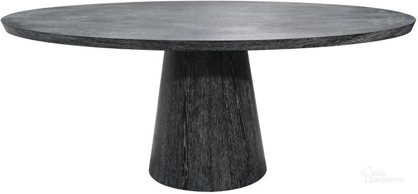 The appearance of Jefferson Black Cerused Oak Oval Dining Table designed by Worlds Away in the modern / contemporary interior design. This black piece of furniture  was selected by 1StopBedrooms from Jefferson Collection to add a touch of cosiness and style into your home. Sku: JEFFERSON BCO. Table Base Style: Pedestal. Table Top Shape: Oval. Product Type: Dining Table. Material: MDF. Size: 86.