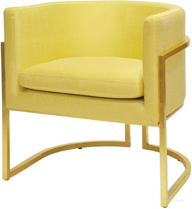 The appearance of Jenna Citron And Gold Leaf Barrel Back Arm Chair designed by Worlds Away in the modern / contemporary interior design. This yellow piece of furniture  was selected by 1StopBedrooms from Jenna Collection to add a touch of cosiness and style into your home. Sku: JENNA GP07. Material: Metal. Product Type: Arm Chair.