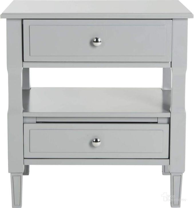 The appearance of Jenson Grey 2-Drawer Nightstand designed by Safavieh in the transitional interior design. This grey piece of furniture  was selected by 1StopBedrooms from Jenson Collection to add a touch of cosiness and style into your home. Sku: FOX6277C. Product Type: Nightstand. Material: Iron. Image1
