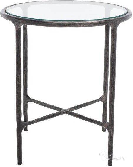 The appearance of Jessa Metal Round End Table In Black designed by Safavieh Couture in the glam interior design. This black piece of furniture  was selected by 1StopBedrooms from Jessa Collection to add a touch of cosiness and style into your home. Sku: SFV9505E. Material: Metal. Product Type: End Table. Image1