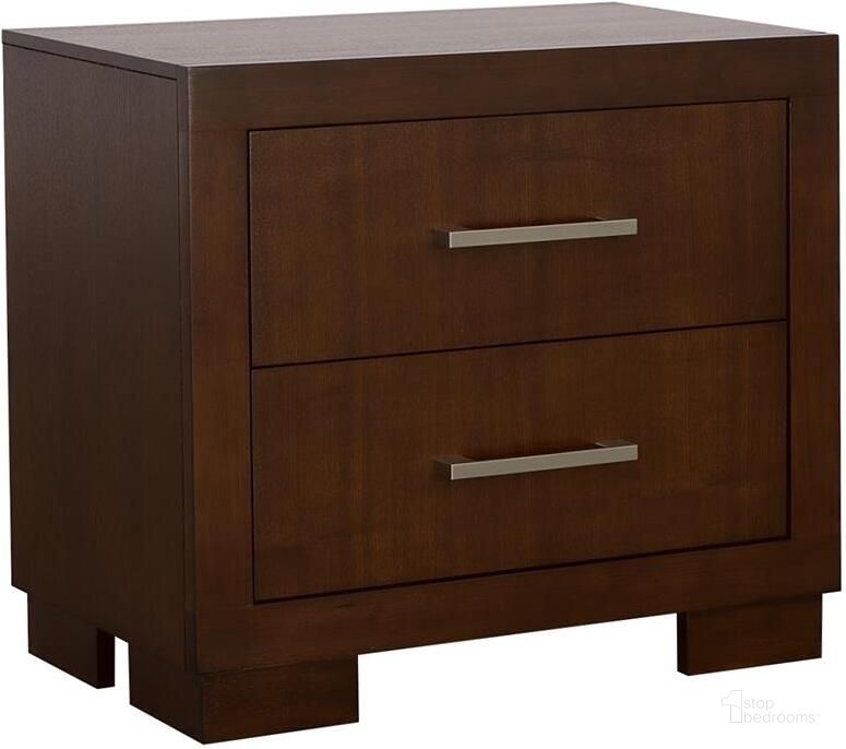 The appearance of Jessica Dark Cappuccino Nightstand designed by Coaster in the modern / contemporary interior design. This brown piece of furniture  was selected by 1StopBedrooms from Jessica Collection to add a touch of cosiness and style into your home. Sku: 200712. Material: Wood. Product Type: Nightstand. Image1