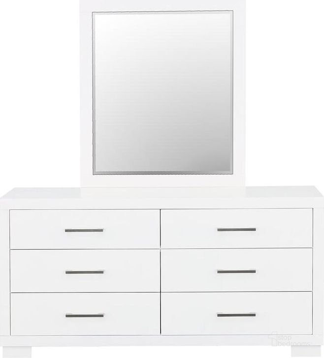 The appearance of Jessica Mirror designed by Coaster in the modern / contemporary interior design. This white piece of furniture  was selected by 1StopBedrooms from Jessica Collection to add a touch of cosiness and style into your home. Sku: 202994. Material: Wood. Product Type: Dresser Mirror. Image1