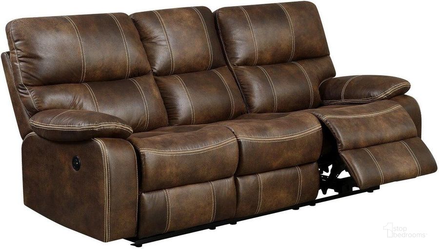 The appearance of Jessie James Power Reclining Sofa In Chocolate Brown designed by Emerald Home Furnishings in the modern / contemporary interior design. This chocolate brown piece of furniture  was selected by 1StopBedrooms from Jessie James Collection to add a touch of cosiness and style into your home. Sku: U7130-18-15. Material: Wood. Product Type: Reclining Sofa. Image1