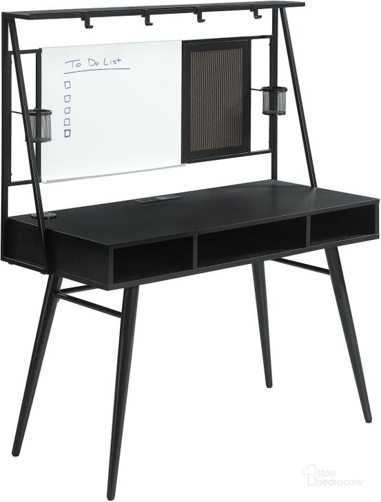 The appearance of Jessie Writing Desk with USB Ports In Black and Gunmetal designed by Coaster in the modern / contemporary interior design. This black/gunmetal piece of furniture  was selected by 1StopBedrooms from Jessie Collection to add a touch of cosiness and style into your home. Sku: 801404. Material: Wood. Product Type: Writing Desk. Image1