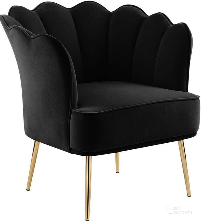 The appearance of Jester Black Velvet Accent Chair designed by Meridian in the modern / contemporary interior design. This black velvet piece of furniture  was selected by 1StopBedrooms from Jester Collection to add a touch of cosiness and style into your home. Sku: 516Black. Product Type: Accent Chair. Material: Velvet. Image1