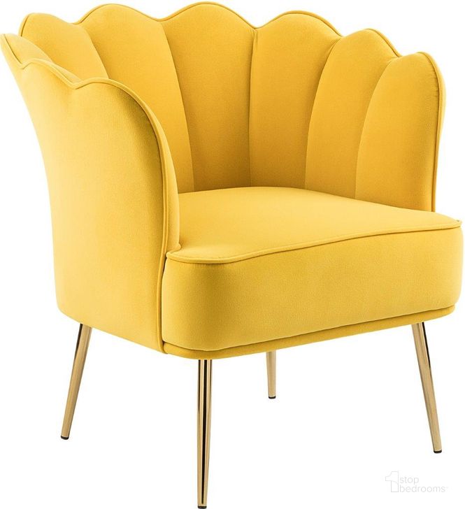 The appearance of Jester Yellow Velvet Accent Chair designed by Meridian in the modern / contemporary interior design. This yellow velvet piece of furniture  was selected by 1StopBedrooms from Jester Collection to add a touch of cosiness and style into your home. Sku: 516Yellow. Product Type: Accent Chair. Material: Velvet. Image1