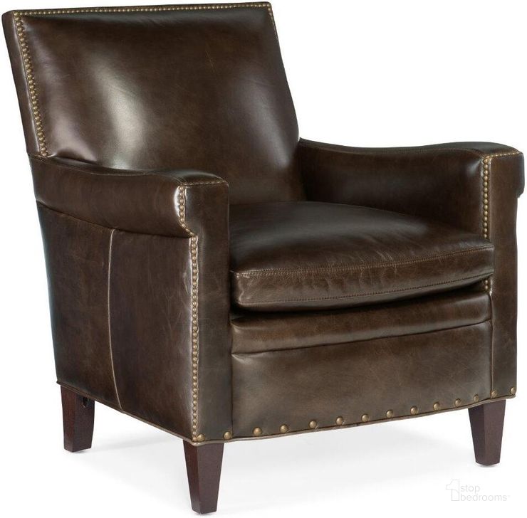 The appearance of Jilian Brown Club Chair designed by Hooker in the traditional interior design. This brown piece of furniture  was selected by 1StopBedrooms from Jilian Collection to add a touch of cosiness and style into your home. Sku: CC419-087. Material: Leather. Product Type: Chair. Image1